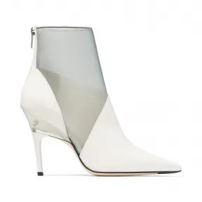 Jimmychoo/吉米周 树脂玻璃鞋跟拿铁色纳帕羊皮网眼踝靴  SIOUX100NMS0C8008