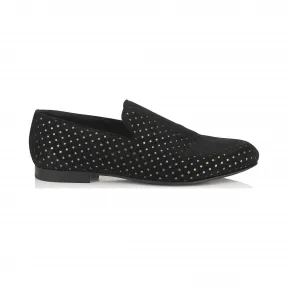 Jimmychoo/吉米周 黑星穿孔多孔绒面革拖鞋 SLOANEDSY010003