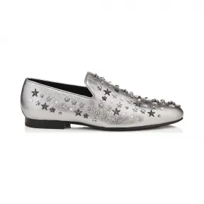 Jimmychoo/吉米周 银色混合金属皮革与星星拖鞋 SLOANEMTAAA0082
