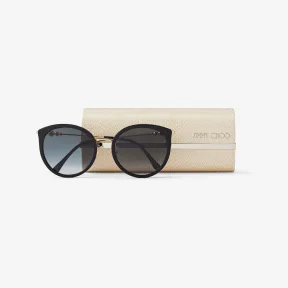 Jimmychoo/吉米周 珍珠饰黑色猫眼太阳镜 SUSSIEGSK56E807101314