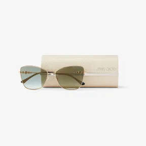 Jimmychoo/吉米周 珍珠饰金铜色猫眼太阳镜  TESOS59EDDB034925