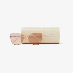 Jimmychoo/吉米周 珍珠饰金铜色猫眼太阳镜  TESOS59EDDB0C7481