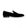 Jimmychoo/吉米周 品牌 logo 刺绣黑色丝绒便鞋  THAMEVMD000074