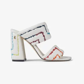 Jimmychoo/吉米周 THEMIS SANDAL 100凉鞋-彩虹线刺绣拿铁色绗缝凉鞋 THEMISSANDAL100AJF0C8004