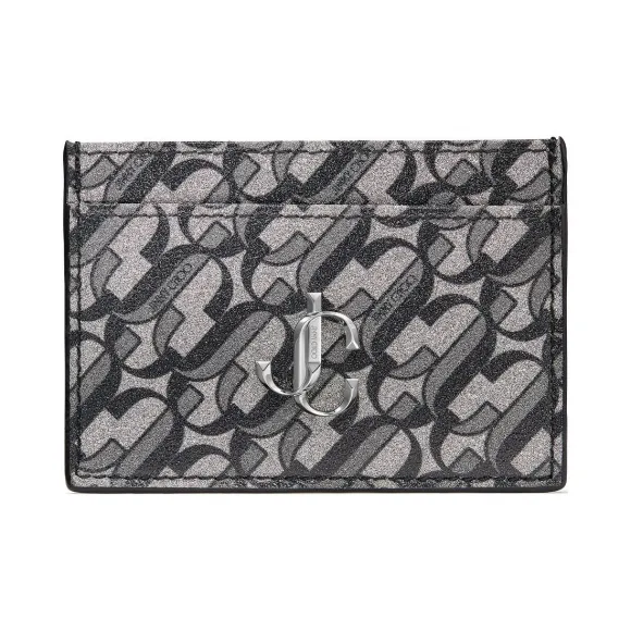 Jimmychoo/吉米周 品牌 logo 字母黑色/银色闪粉皮卡夹  UMIKARJC000087