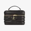 Jimmychoo/吉米周 VANITY CASE WCHAIN化妆包-浅金色五金件饰黑色绗缝化妆包 VANITYCASEWCHAINNBA001463