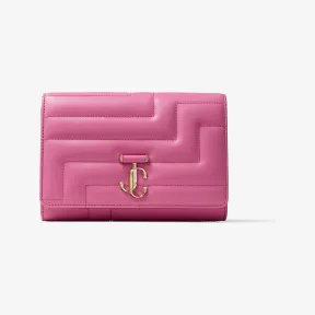 Jimmychoo/吉米周 AVENUE CLUTCH手拿包-浅金色 JC 徽章饰糖粉色绗缝手拿包 VARENNECLUTCHNBA112562