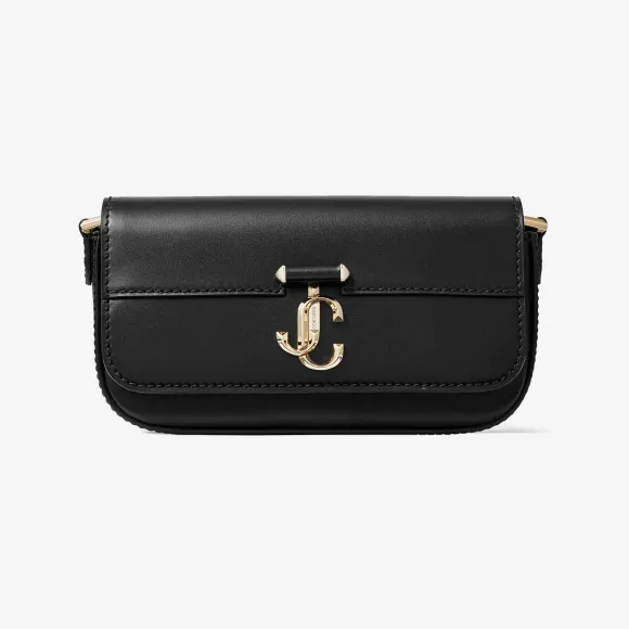 Jimmychoo/吉米周 AVENUE MINI SHOULDER-JC 徽章饰黑色皮革迷你单肩包 VARENNEMINISHLDRDAH001463