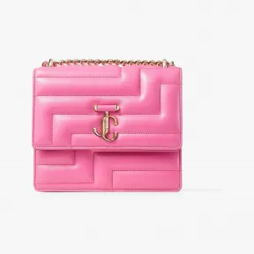 Jimmychoo/吉米周 AVENUE QUAD-浅金色JC徽章饰糖粉色绗缝单肩包 VARENNESHOULDERNBA112562