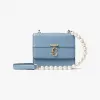 Jimmychoo/吉米周 AVENUE QUAD/XS单肩包-烟青色牛犊纹皮珍珠肩带单肩包 VARENNESHOULDERXSRAM043452