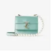 Jimmychoo/吉米周 AVENUE QUAD/XS | 烟绿色缎面珍珠肩带单肩包 VARENNESHOULDERXSRAO035394