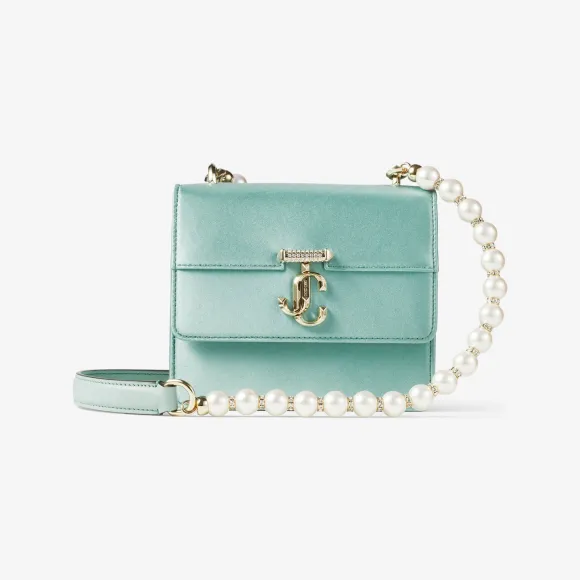 Jimmychoo/吉米周 AVENUE QUAD/XS | 烟绿色缎面珍珠肩带单肩包 VARENNESHOULDERXSRAO035394