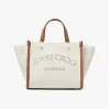 Jimmychoo/吉米周 AVENUE TOTE BAG/S-自然色再生棉质帆布拼暗棕褐色柔软亮面小牛皮logo款托特包 VARENNETOTEBAGSRBJ0C9496