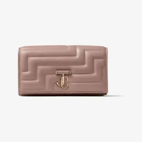 Jimmychoo/吉米周 AVENUE WALLET/CHAIN钱包-配链条肩带芭蕾粉色绗缝钱包 VARENNEWALLETCHAINNBA112449
