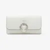 Jimmychoo/吉米周 WALLET WCHAIN钱包-水晶扣饰拿铁色小牛皮钱包 WALLETWCHAINTYF0C7368