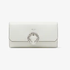 Jimmychoo/吉米周 WALLET WCHAIN钱包-水晶扣饰拿铁色小牛皮钱包 WALLETWCHAINTYF0C7368