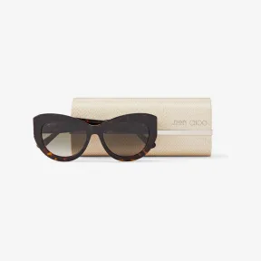 Jimmychoo/吉米周 微光闪耀深色哈瓦那猫眼太阳镜  XENAS54E086025377