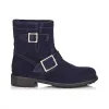 Jimmychoo/吉米周 羊皮衬里海军绒面革机车靴 YOUTHUSG040014