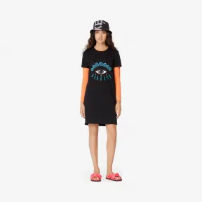 凯卓/Kenzo 黑色 礼服 眼睛T恤连衣裙 FA52RO7534YF.99.L