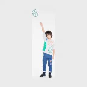 凯卓/Kenzo 男孩 天蓝色 牛仔裤 徽章Emoji牛仔裤 L76K22538G02.64.10A