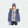凯卓/Kenzo 男孩 宝蓝色 大衣 老虎条纹派克大衣 L76K44508G02.71.10A