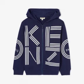 凯卓/Kenzo 男孩 海军蓝 连帽衫 徽标拉链运动衫 L96P17568G02.76.10A