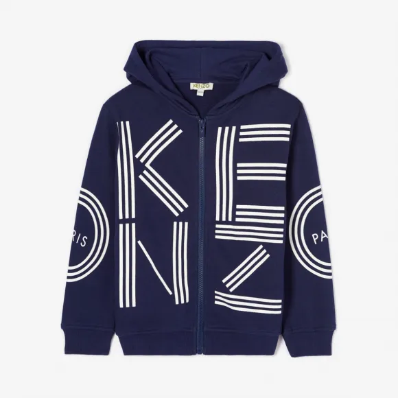 凯卓/Kenzo 男孩 海军蓝 连帽衫 徽标拉链运动衫 L96P17568G02.76.10A