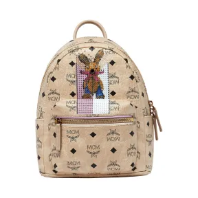 MCM 小兔子 Stark Stripe Visetos经典双肩背包 MWK8SXL31IG001