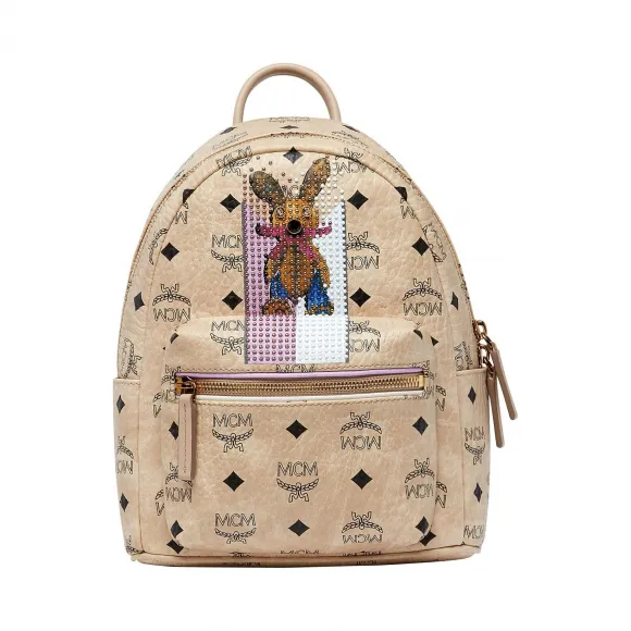 MCM 小兔子 Stark Stripe Visetos经典双肩背包 MWK8SXL31IG001