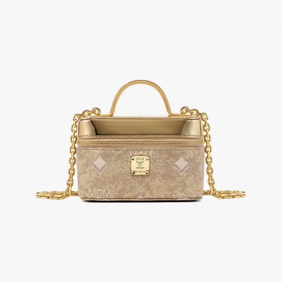 MCM 金色花押字提花 Rockstar 化妆包 MWRDSTA03DG001