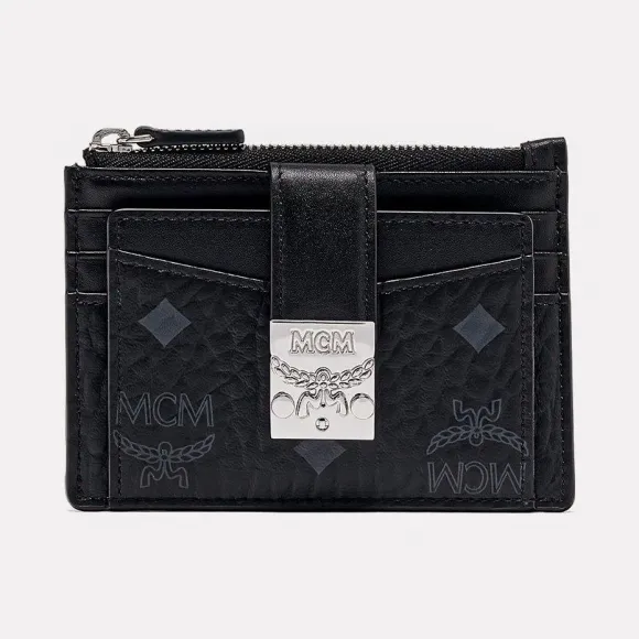 MCM Patricia Zip Card Case in Visetos MYABSPA07BK001