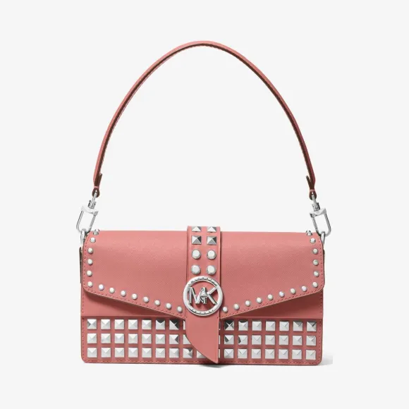 迈克高仕/Michael Kors Greenwich 中号铆钉 Saffiano 皮革单肩包 30S2SGRL8L-0674