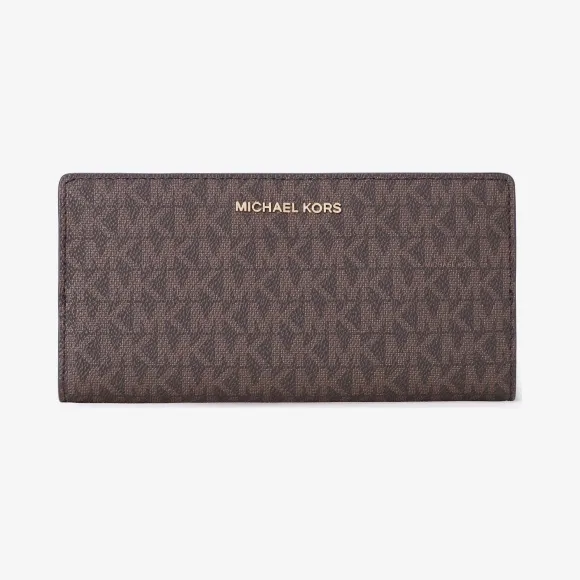 迈克高仕/Michael Kors 女士 棕色/裸粉色 Signature 老花大号钱夹