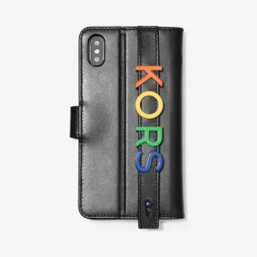 迈克高仕/Michael Kors iPhone XS Max 带装饰皮革手带对开保护套 32T9GE8L3L-0001