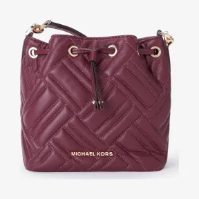 迈克高仕/Michael Kors  酒红色 Peyton 超小号皮质水桶包