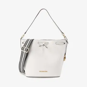 迈克高仕/Michael Kors  纯白色 Eden 中号皮质水桶包