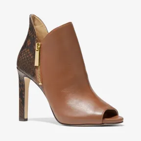 迈克高仕/Michael Kors Alane 皮革和蟒蛇纹压花露趾踝靴 40F0ALHE1L-0230