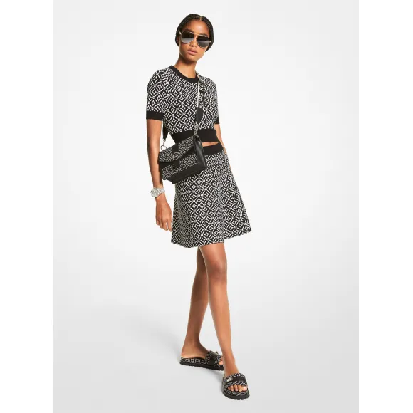 迈克高仕/Michael Kors Logo 圆领印花短袖 女士 黑色/白色 短袖 MF2609P6ZZ004
