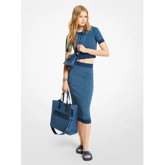 迈克高仕/Michael Kors Logo 圆领印花短袖 女士 湖蓝色 短袖 MF2609P6ZZ414