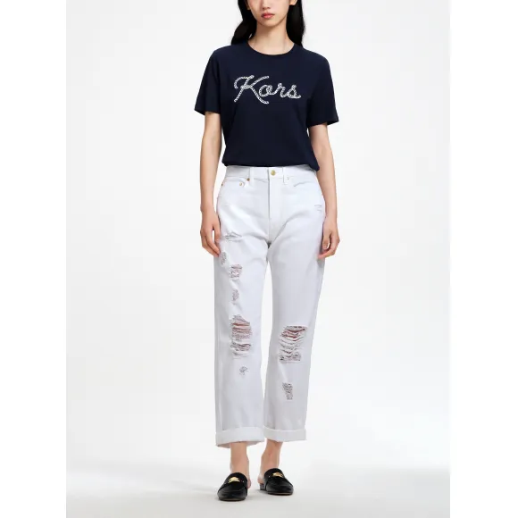 迈克高仕/Michael Kors 女士 圆领 Logo 短袖 MS1501197J409