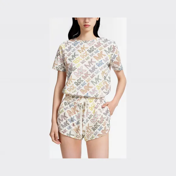 迈克高仕/Michael Kors 女士 圆领印花 Logo 短袖 MU150F23RW110
