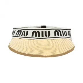 缪缪/Miu Miu 徽标装饰纤维编织遮阳帽 5HV007_2B98_F0018