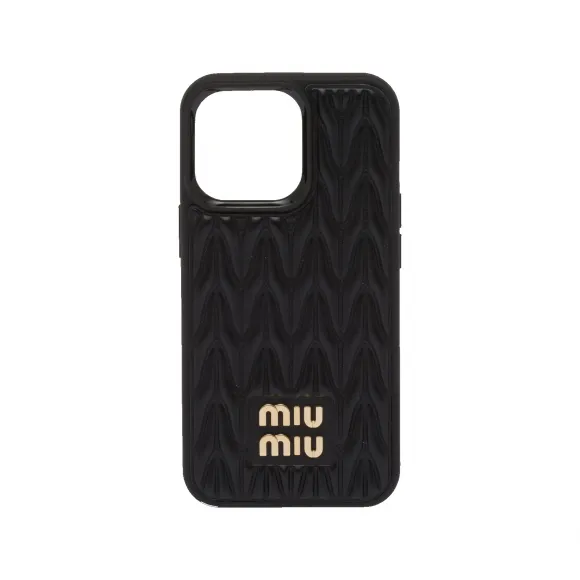 缪缪/Miu Miu 黑色 Matelassé 软羊革iphone 13 Pro 手机套 5ZH149-2FPP-F0002