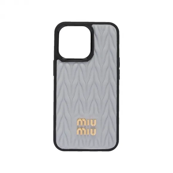 缪缪/Miu Miu 矢车菊蓝 Matelassé 软羊革iphone 13 Pro 手机套 5ZH149-2FPP-F0591