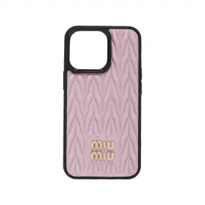 缪缪/Miu Miu 雪粉色 Matelassé 软羊革iphone 13 Pro 手机套 5ZH149-2FPP-F0E18