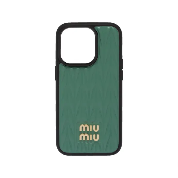 缪缪/Miu Miu 适用于 iPhone 14 Pro 的马特拉塞纹纳帕皮革 5ZH163-2FPP-F0092