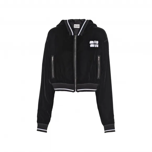 缪缪/Miu Miu 黑色 刺绣天鹅绒夹克 ML883-068-F0002