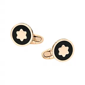 万宝龙/Montblanc 玫瑰金圆形袖扣，内嵌缟玛瑙 U0123773