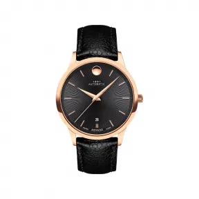 摩凡陀/Movado 1881系列自动腕表 玫瑰金色表壳 黑色表盘及黑色表带 0607457