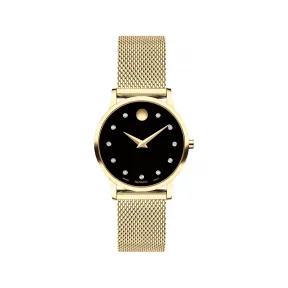 摩凡陀/Movado Museum Classic系列 28MM 黄色 PVD ​​抛光不锈钢 石英机芯 女表 0607628